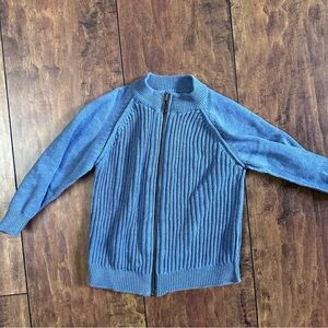 blue ribbed zip up sweater - 12 months
